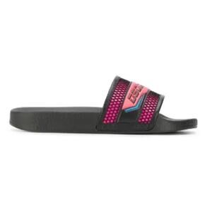 NWT DSquared2 Leather Slip On Slides Sandals Black/Fuchsia Womens 36-36.5 / US 6